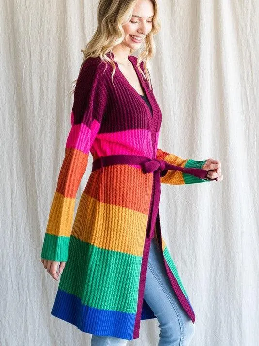 Color Like a Boss Colorful Knit Long Cardigan