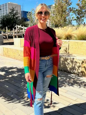 Color Like a Boss Colorful Knit Long Cardigan