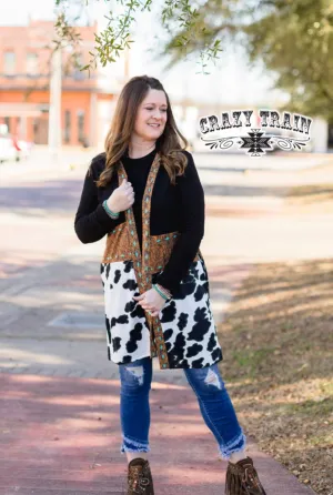 Cowprint Tooled Cardigan