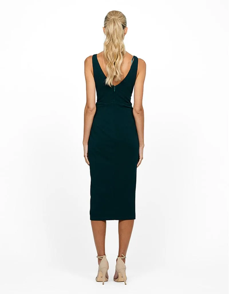 DAKOTA V NECK RUFFLE MIDI BL55D17S