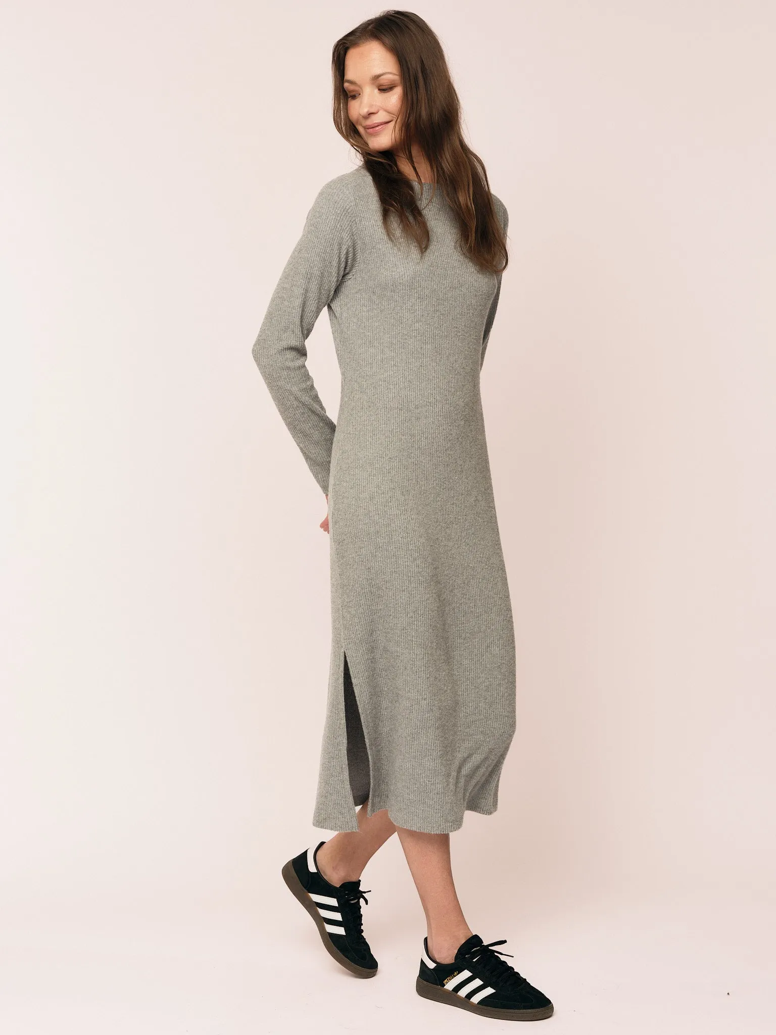 Daniela Rib Dress - Dark Grey Melange