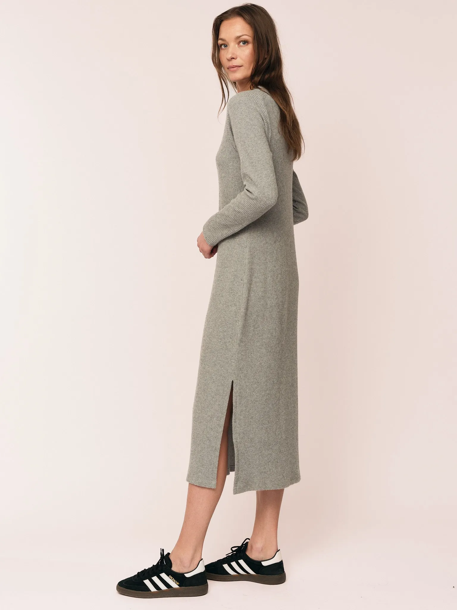 Daniela Rib Dress - Dark Grey Melange