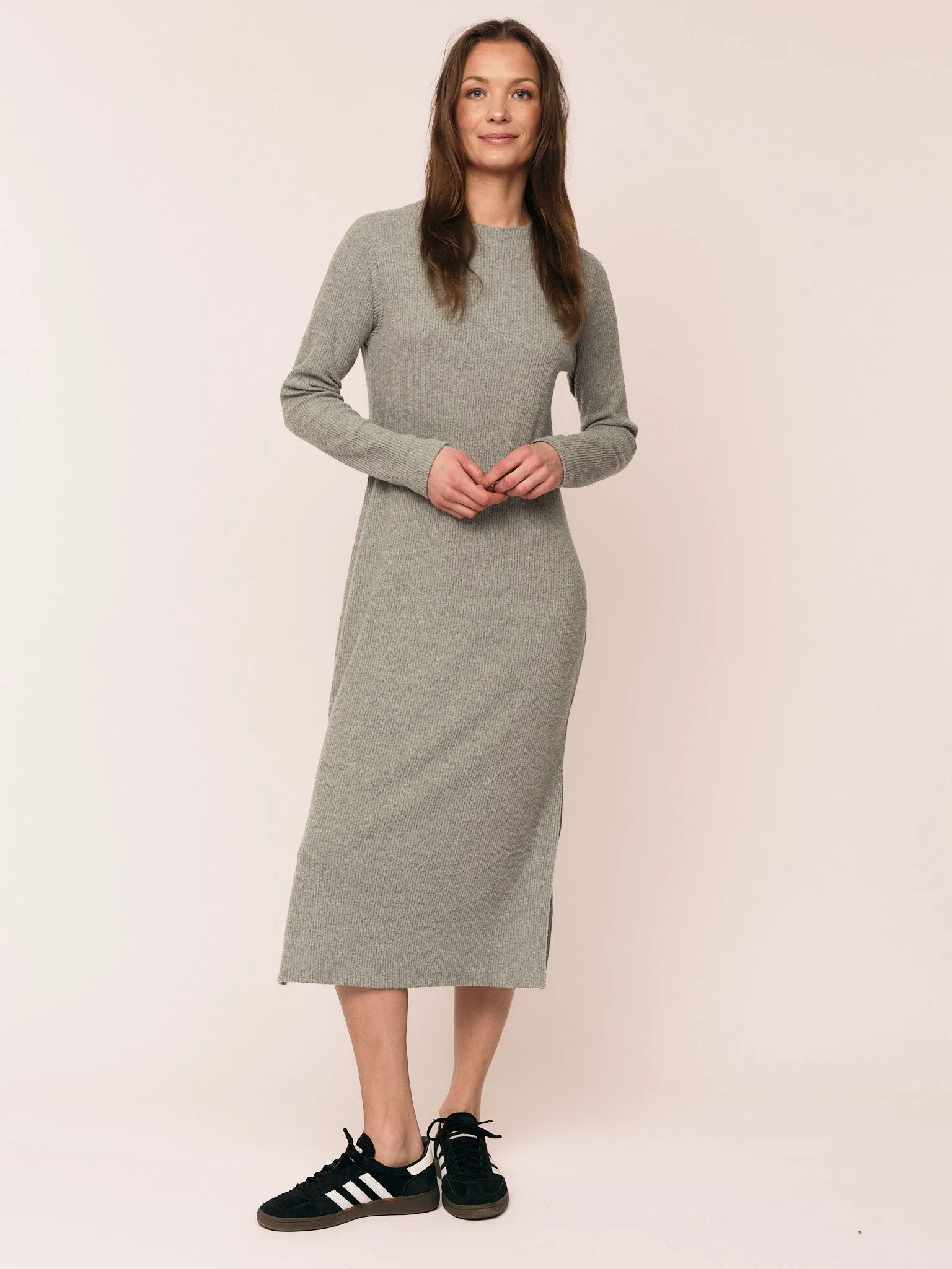 Daniela Rib Dress - Dark Grey Melange