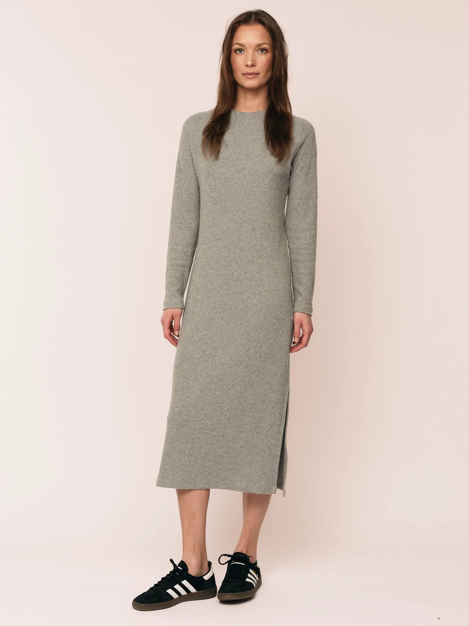 Daniela Rib Dress - Dark Grey Melange