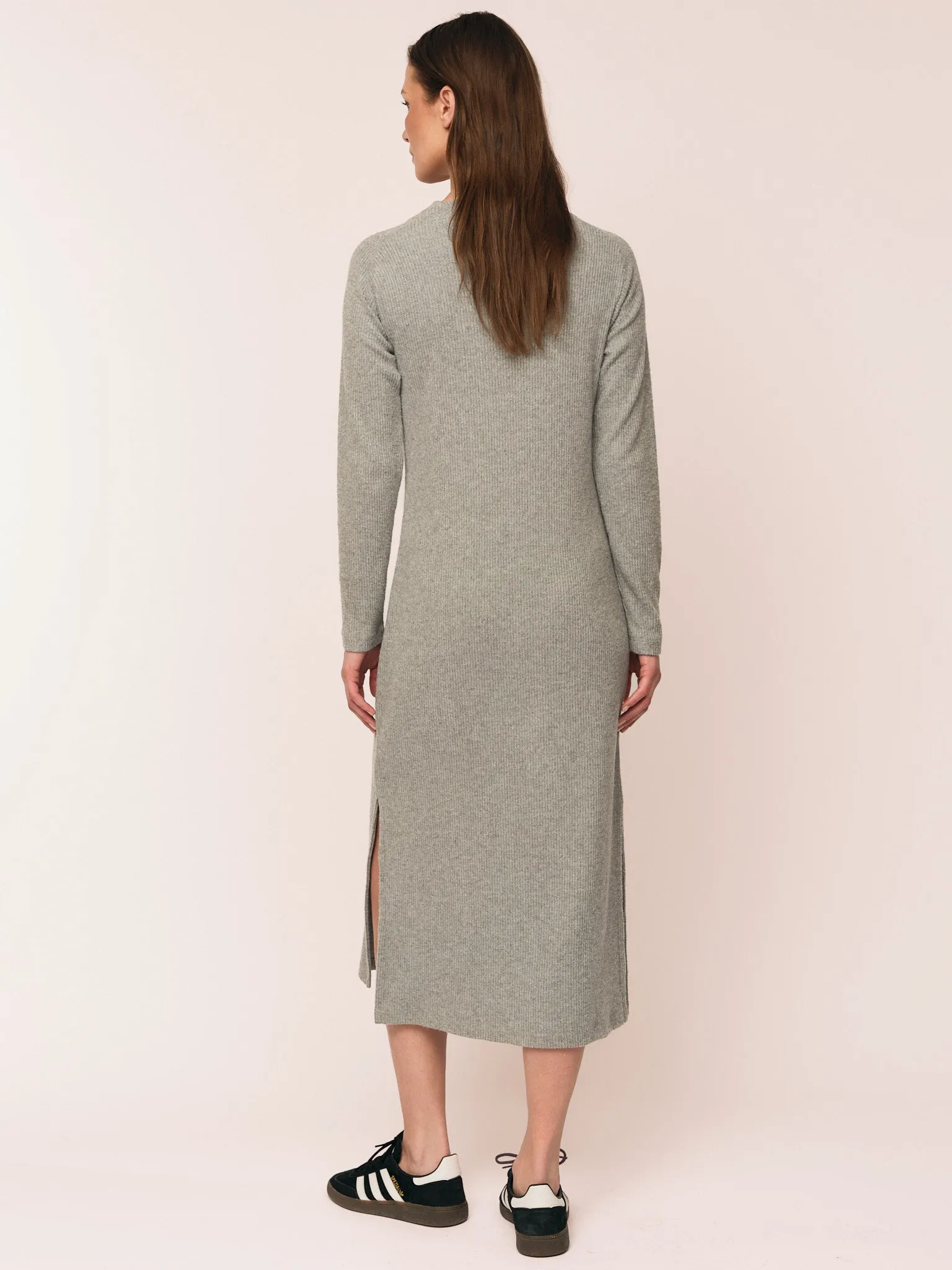 Daniela Rib Dress - Dark Grey Melange