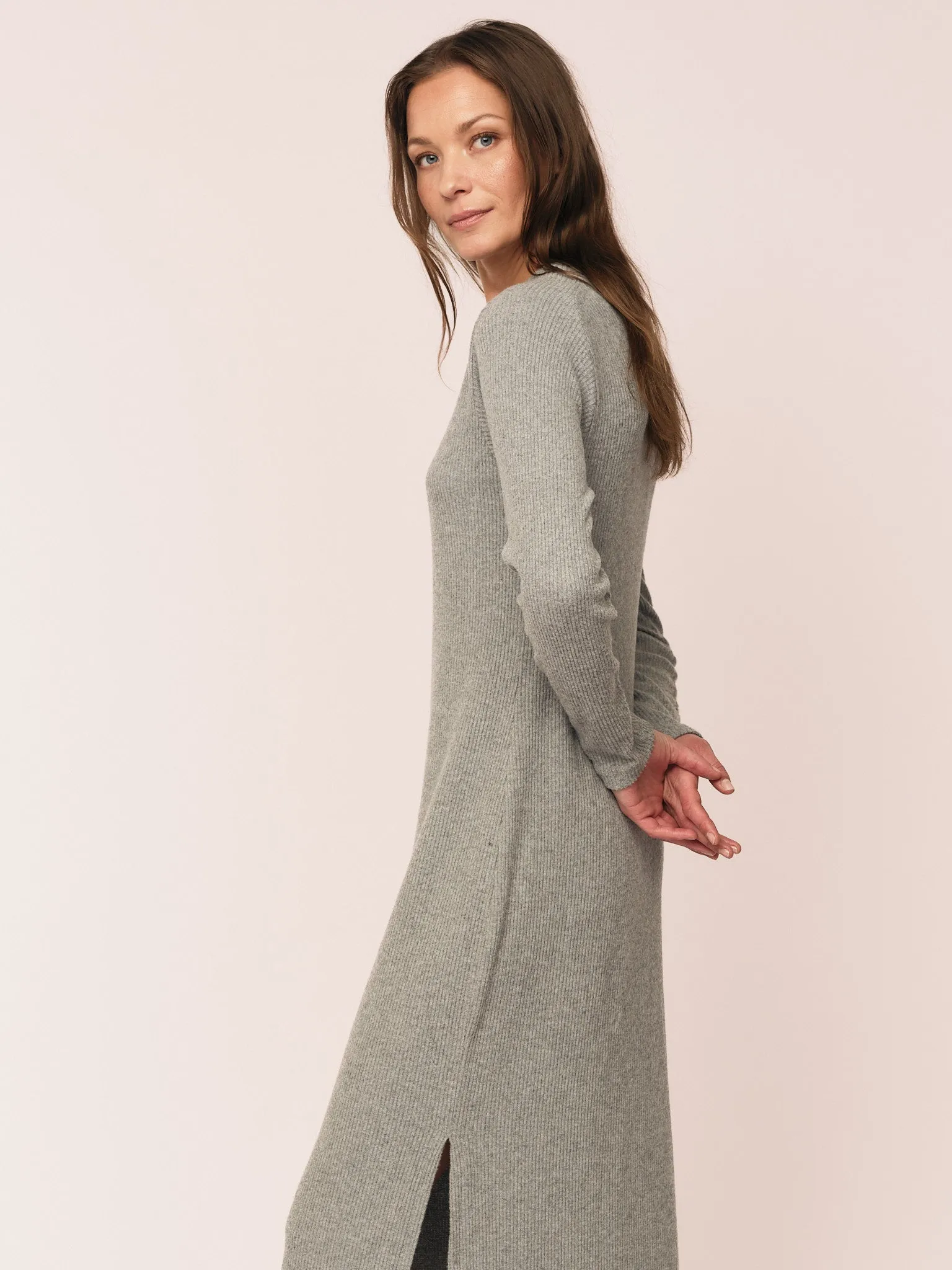 Daniela Rib Dress - Dark Grey Melange