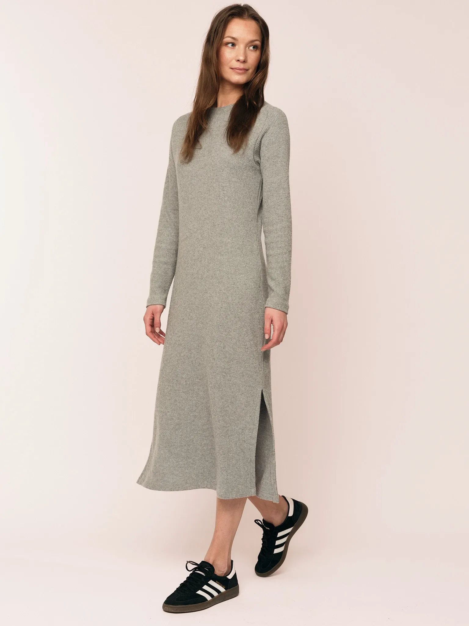 Daniela Rib Dress - Dark Grey Melange
