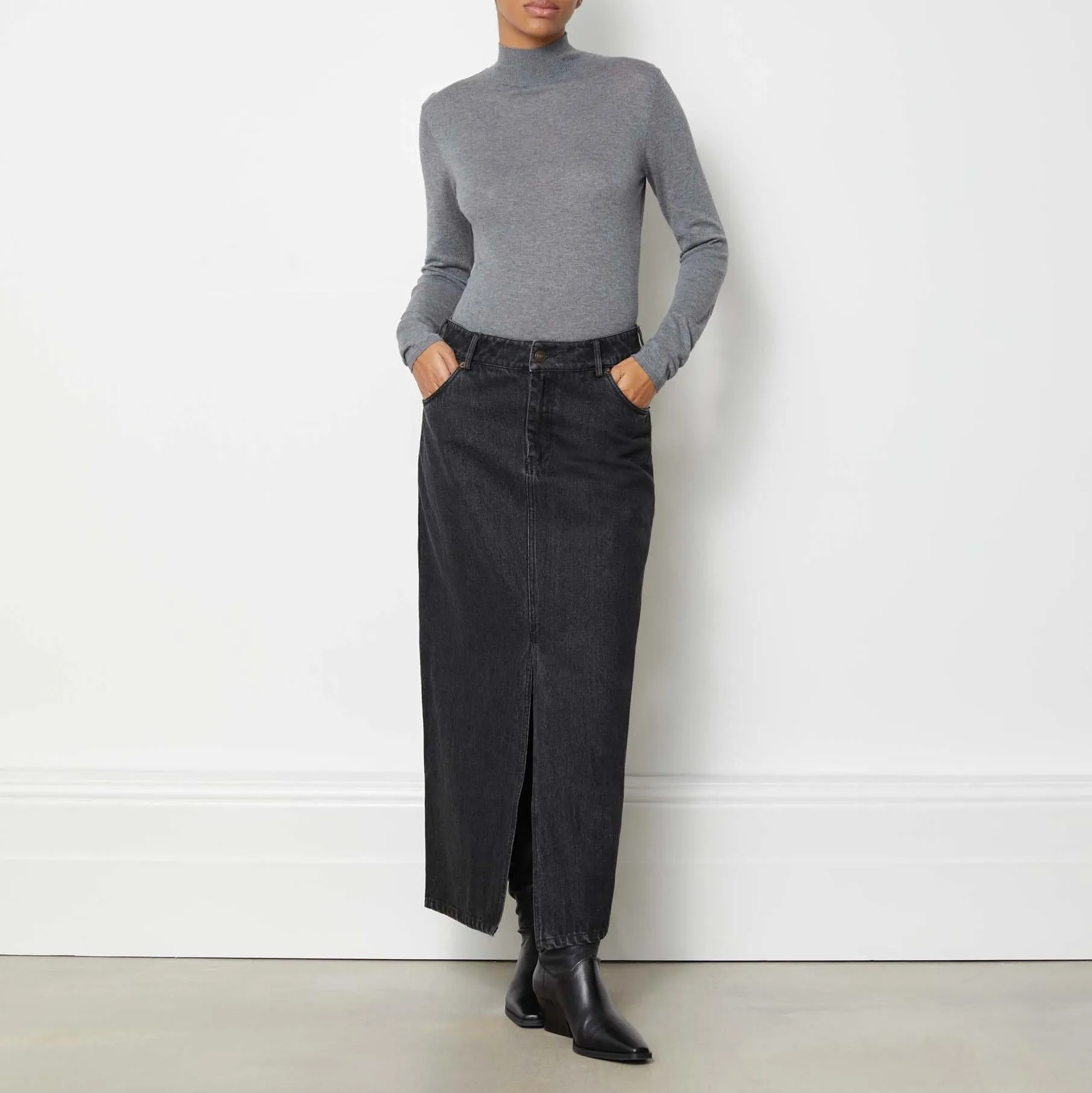 Denim Midi Skirt