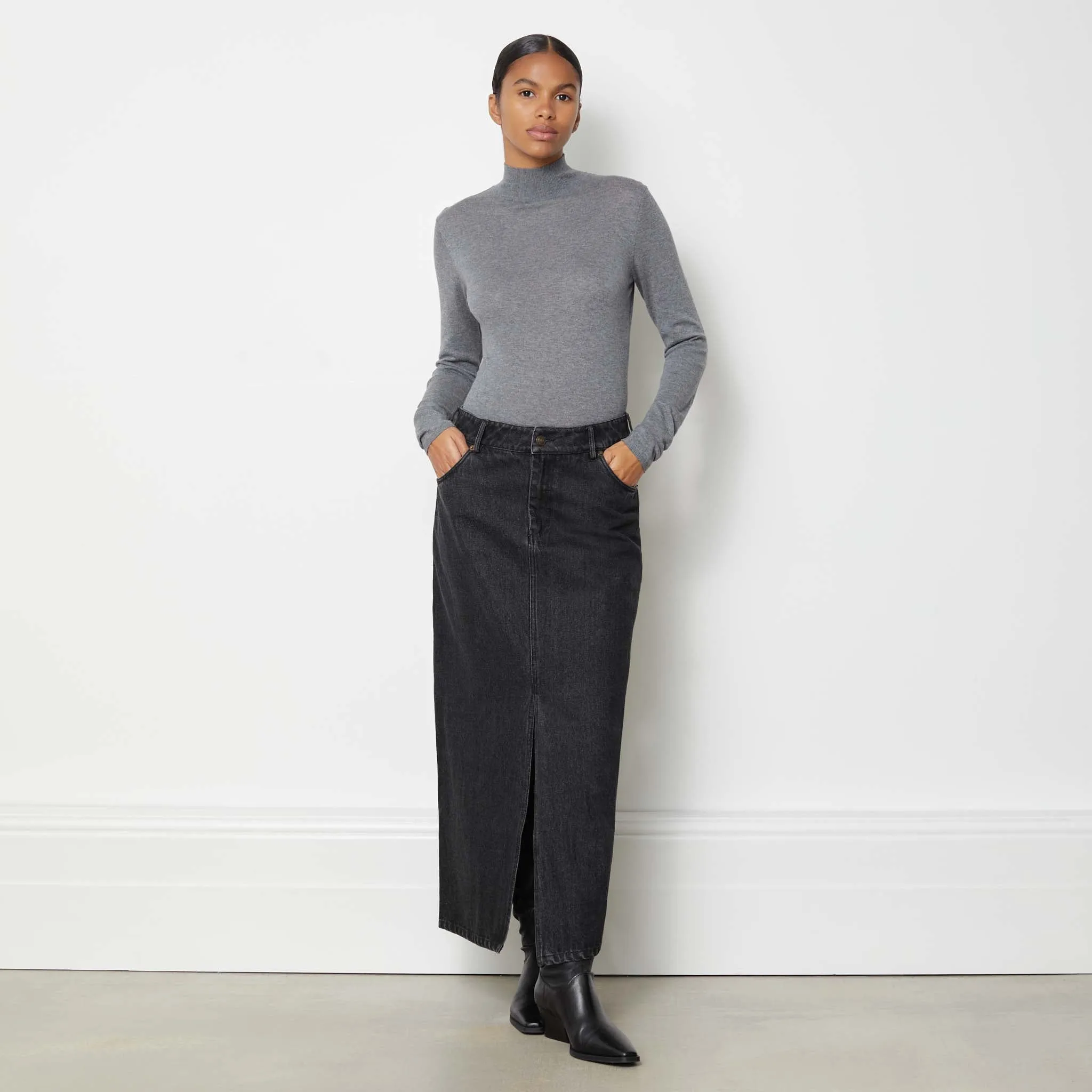 Denim Midi Skirt