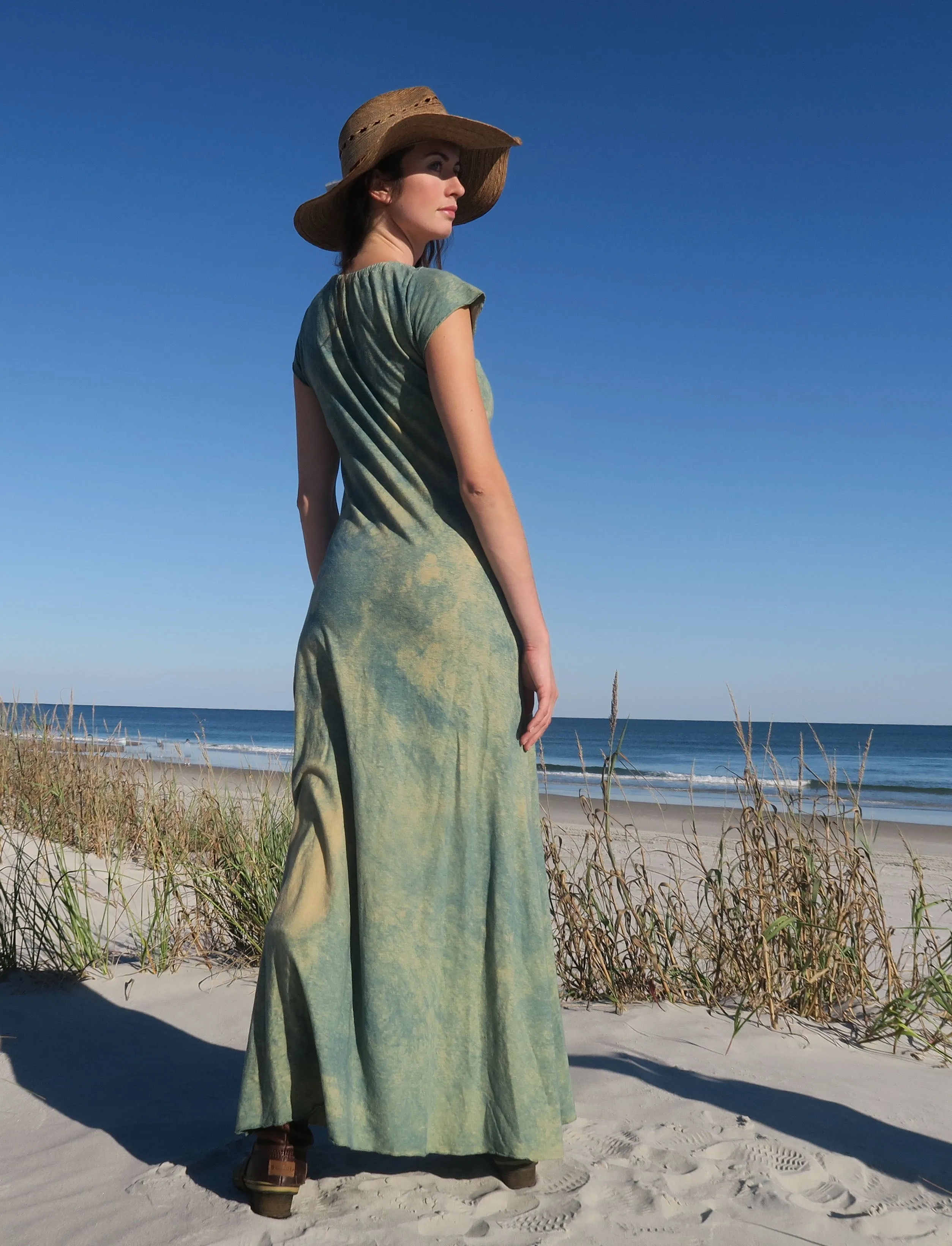 Drawstring Collar Simplicity Long Dress