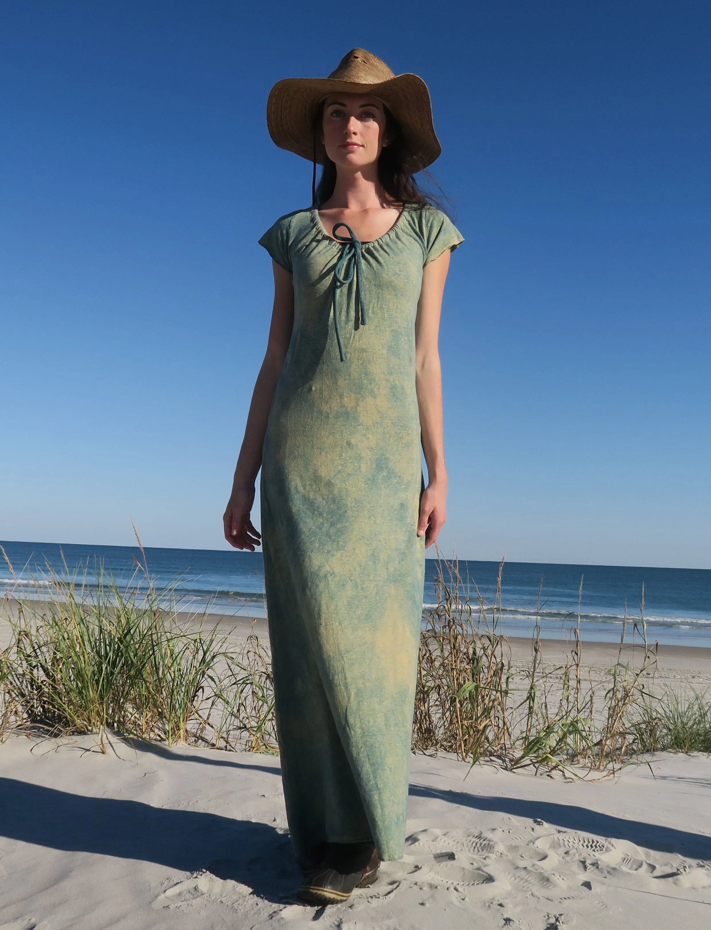 Drawstring Collar Simplicity Long Dress