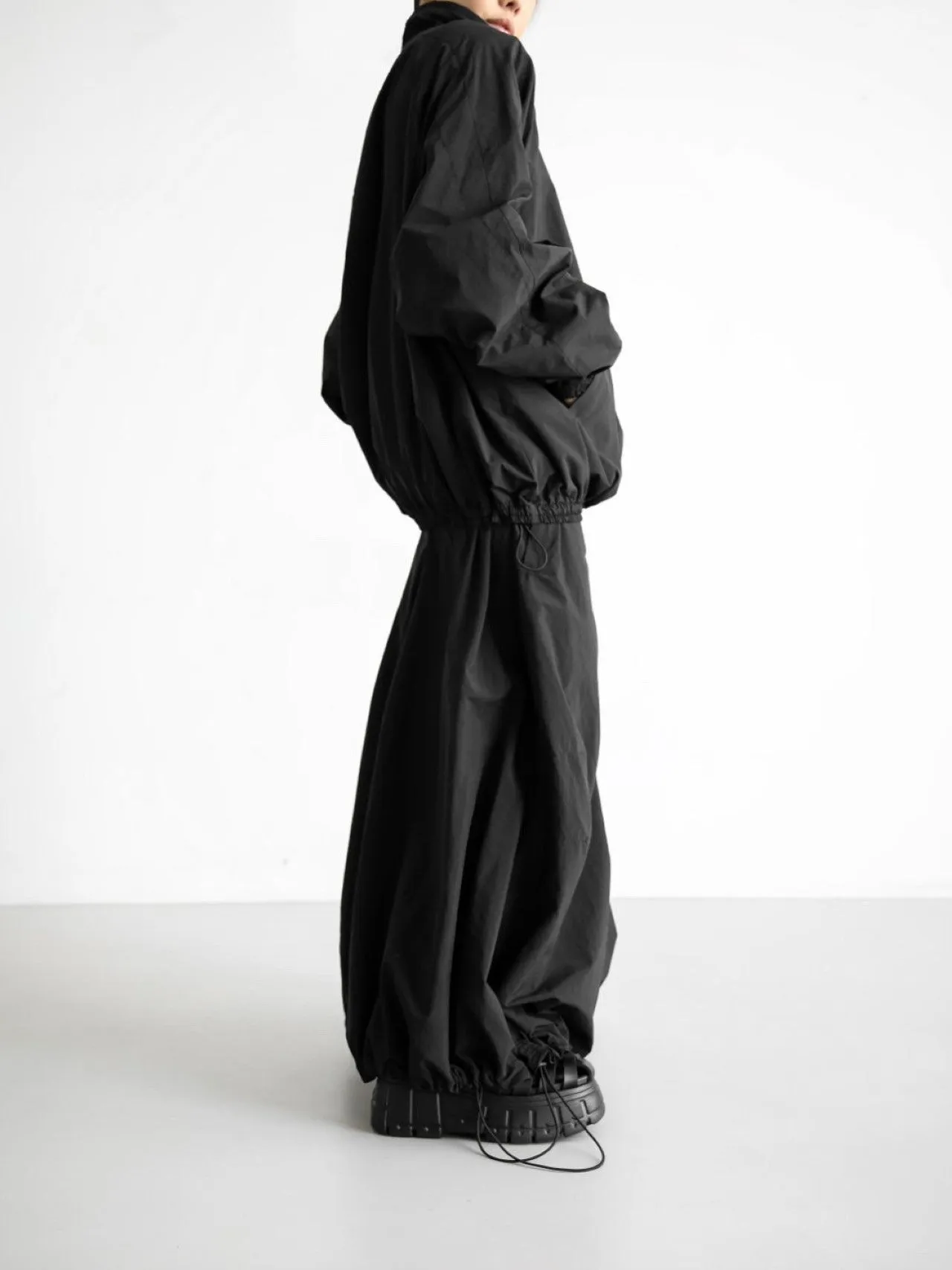 DRAWSTRING NYLON TECHNICAL BALLOON SKIRT
