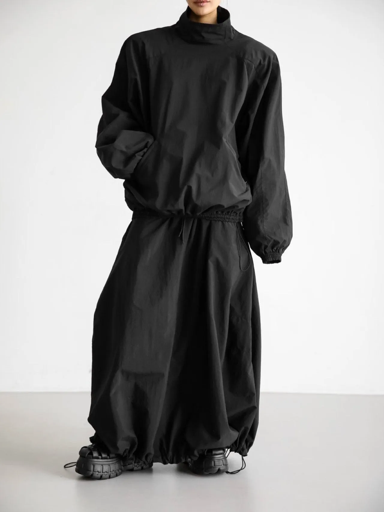 DRAWSTRING NYLON TECHNICAL BALLOON SKIRT