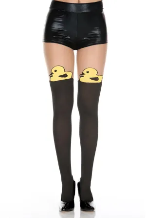 Duck print faux spandex pantyhose