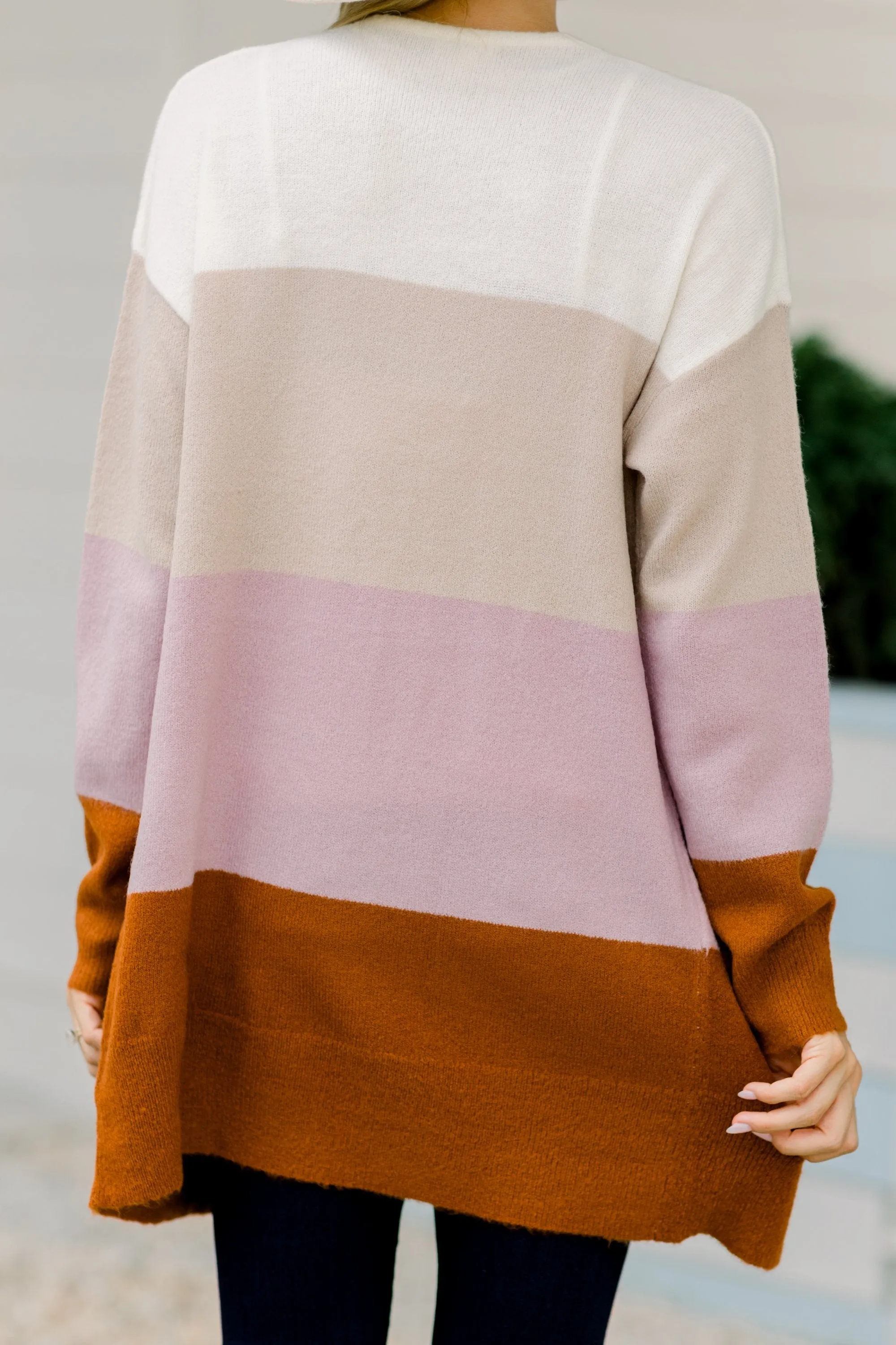 Embrace The Fun Taupe Brown Colorblock Cardigan