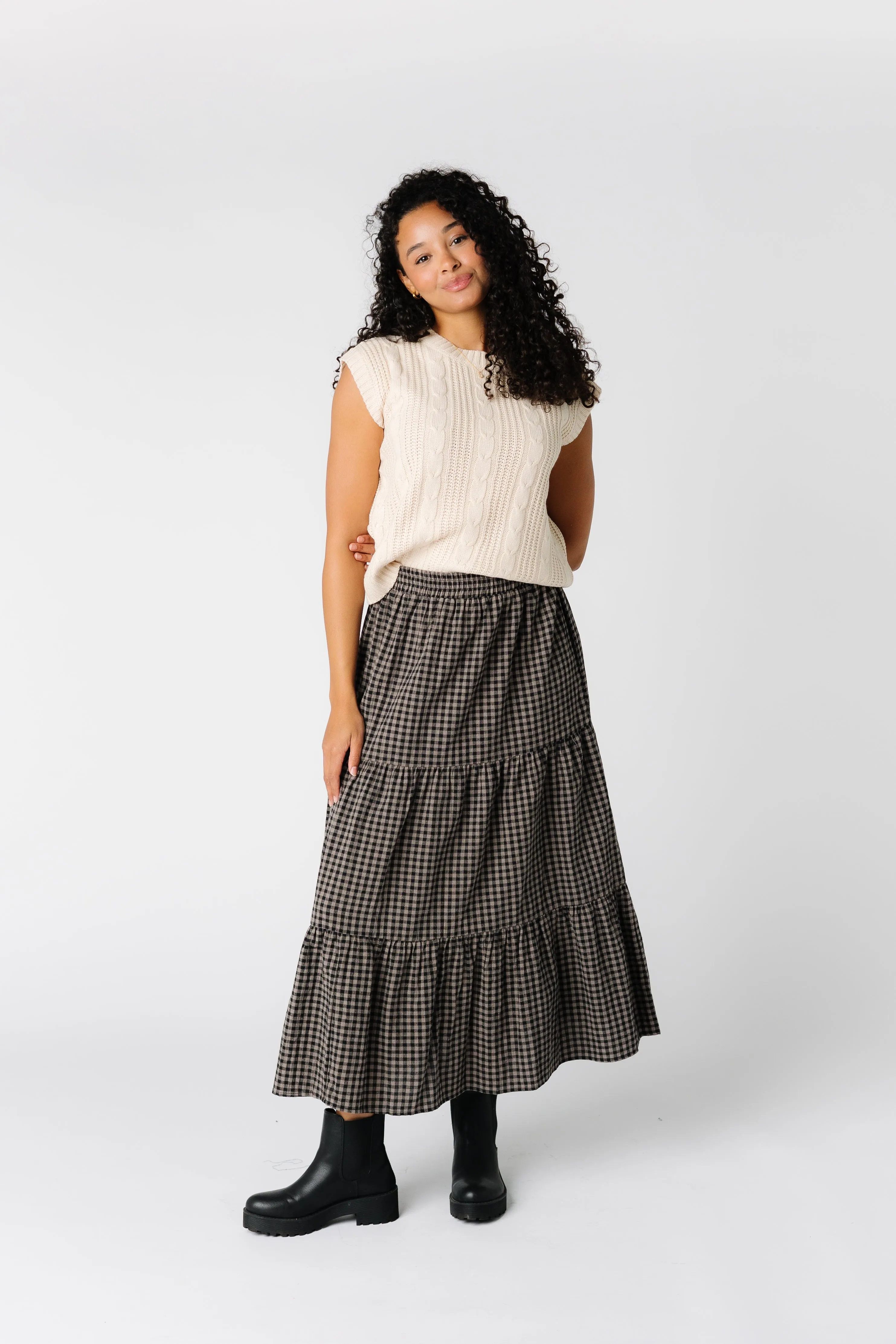 Etta Gingham Tiered Skirt