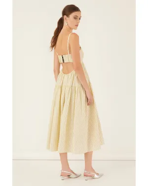 Eva Trapeze Midi Dress in Canary Edie Stripe