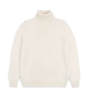 Fedeli Derby Cashmere Roll Neck Sweater: Off White