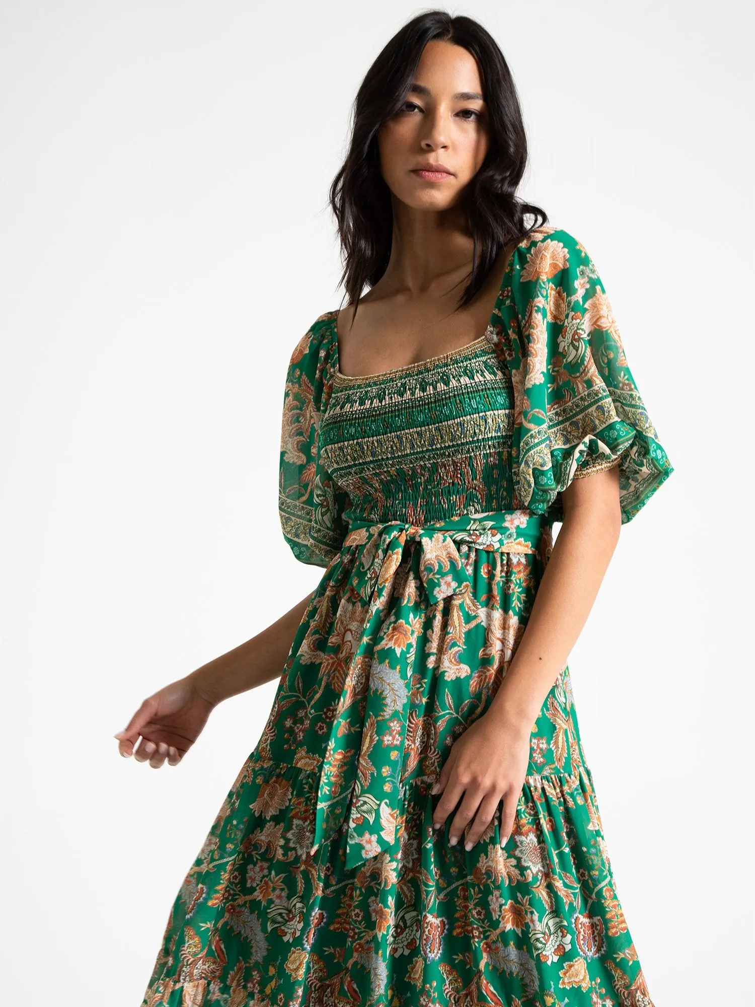 Flying Tomato Puff-Sleeve Woven Midi Dress - Brands We Love