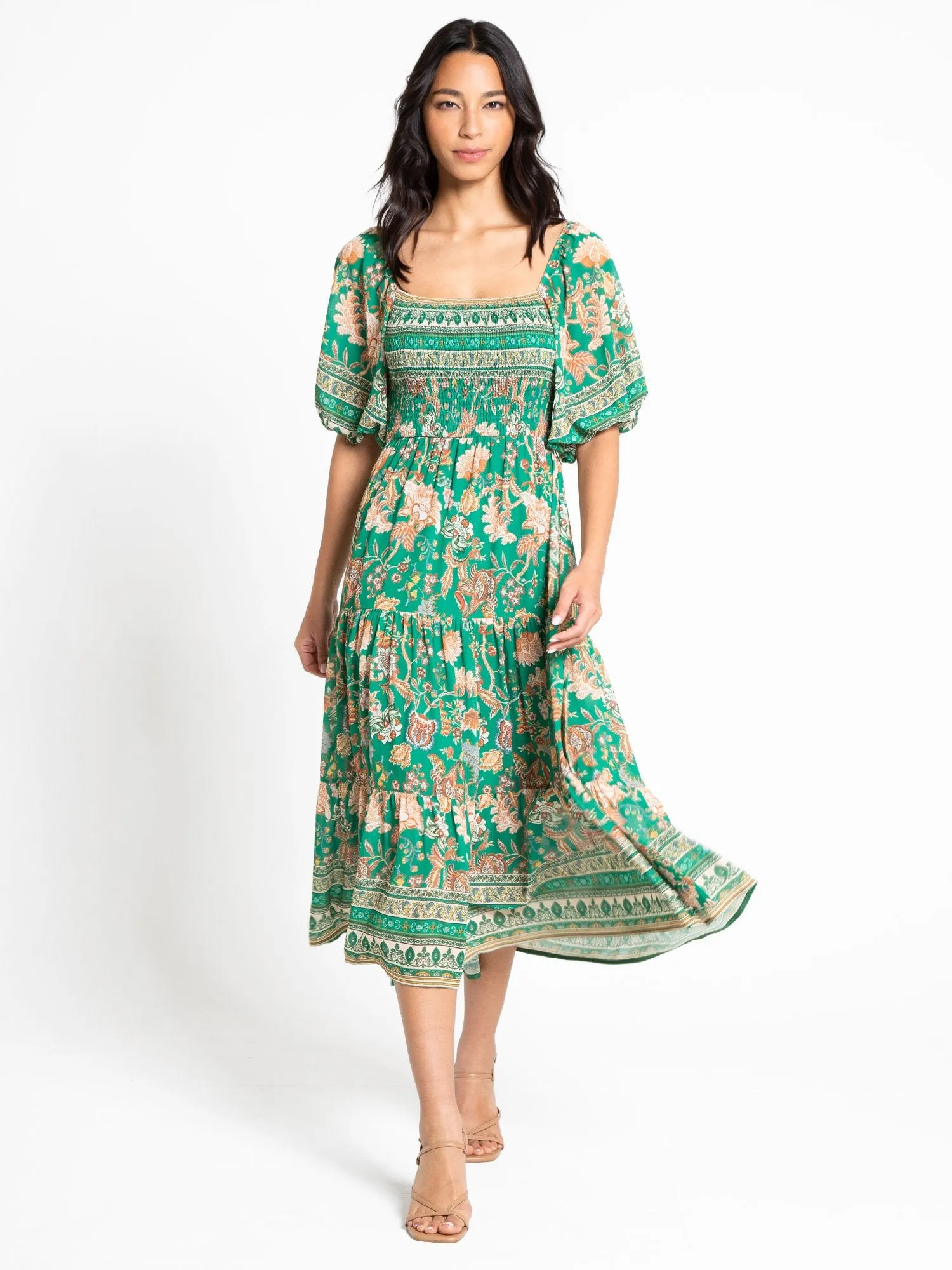 Flying Tomato Puff-Sleeve Woven Midi Dress - Brands We Love