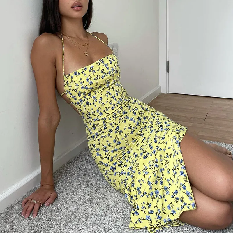 Flytonn-Christmas Outfits New Year's Eve Dress Night Out Club Dresses cute winter outfits Nidya Floral Backless Midi Dress