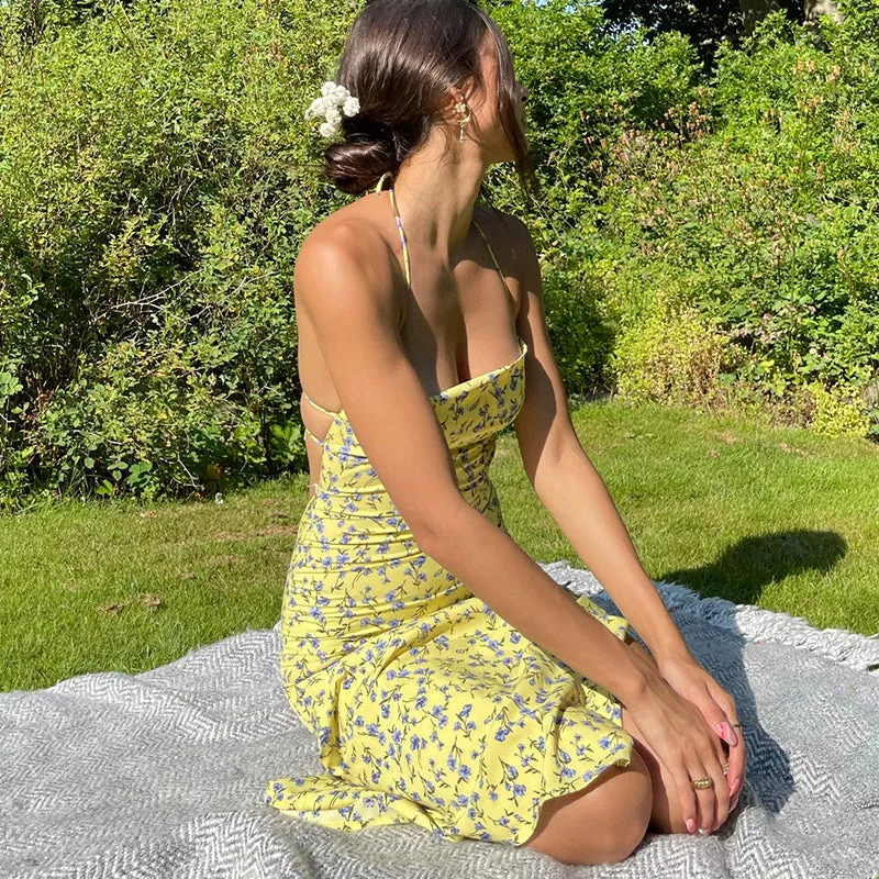 Flytonn-Christmas Outfits New Year's Eve Dress Night Out Club Dresses cute winter outfits Nidya Floral Backless Midi Dress