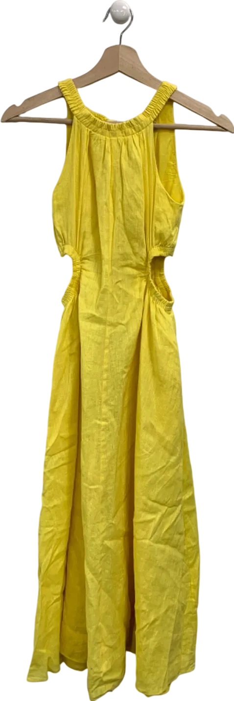 Forever New Yellow Cutout Midi Dress UK 4
