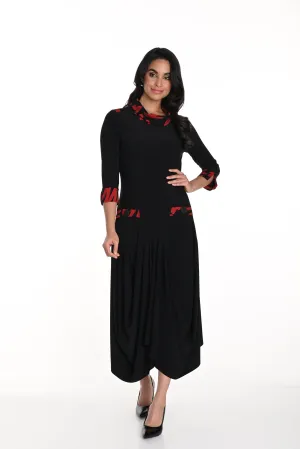 Frank Lyman Fall 2024-243116-Knit Dress-Black/Red
