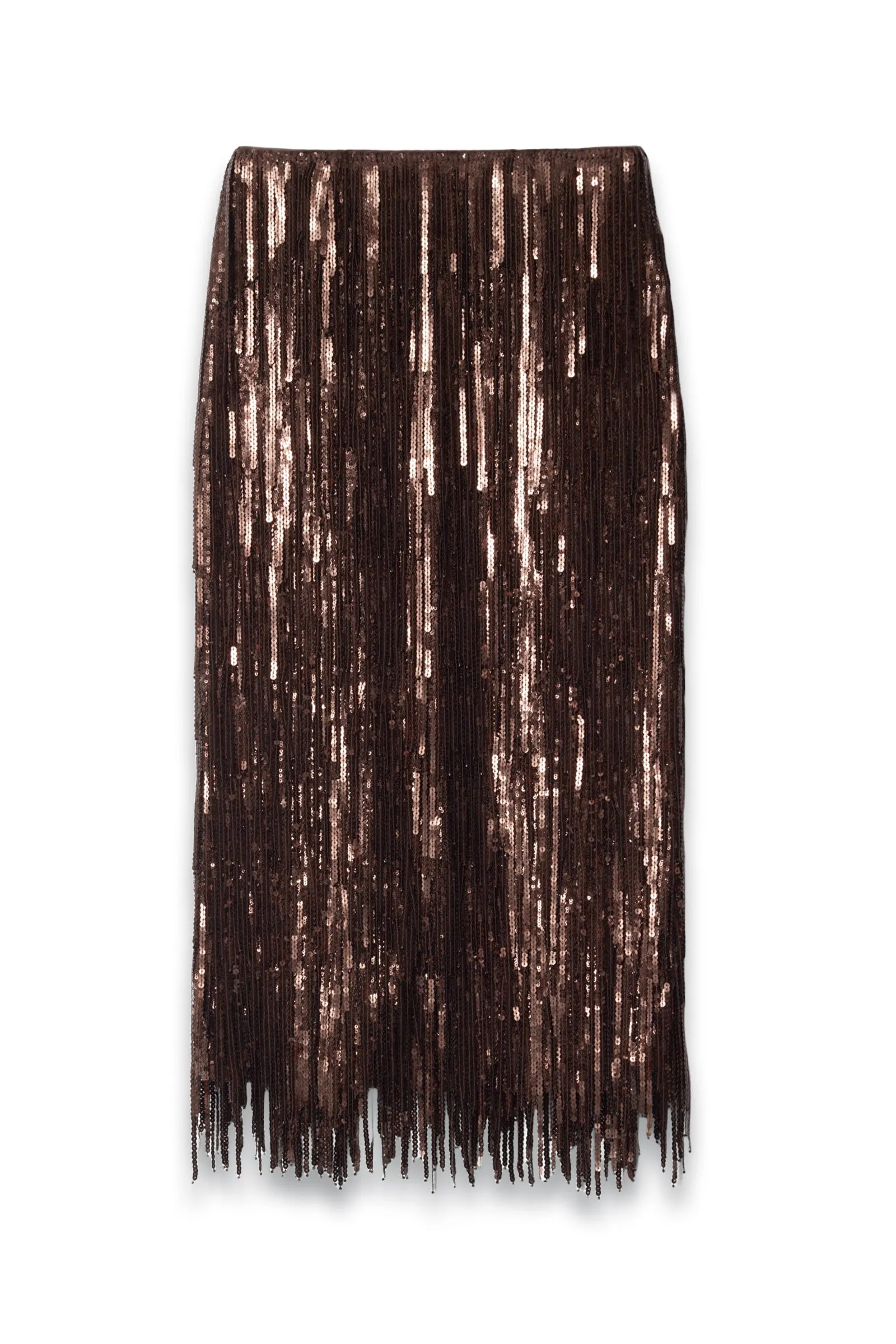 Fringed Sequin Midi Skirt