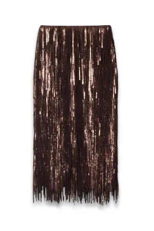 Fringed Sequin Midi Skirt