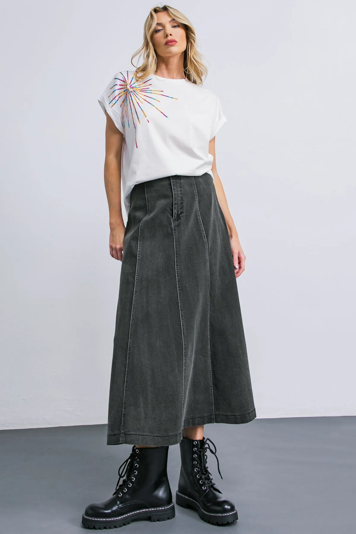 Going with the Season Denim Skirt
