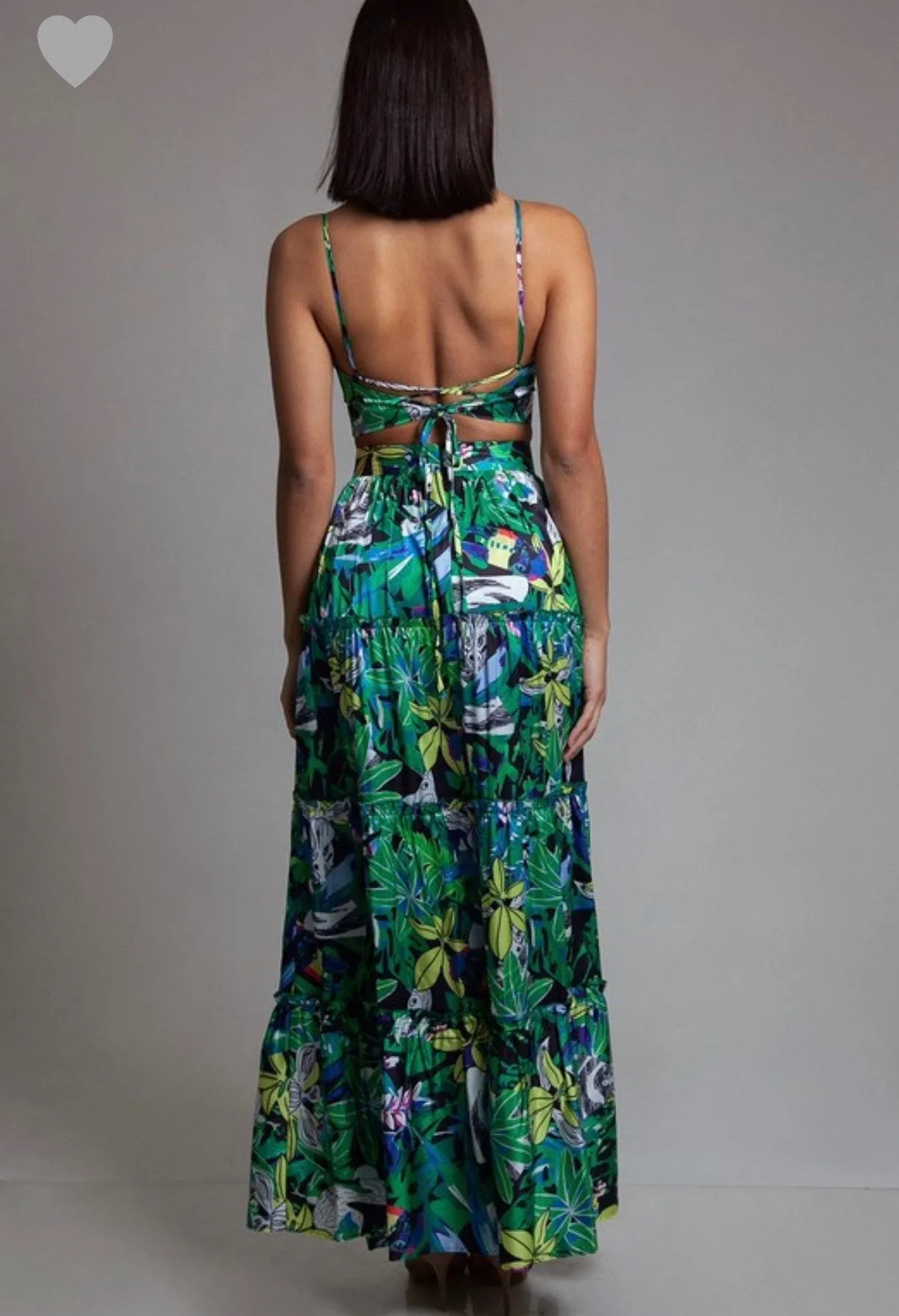 Green Forest Print Skirt Set