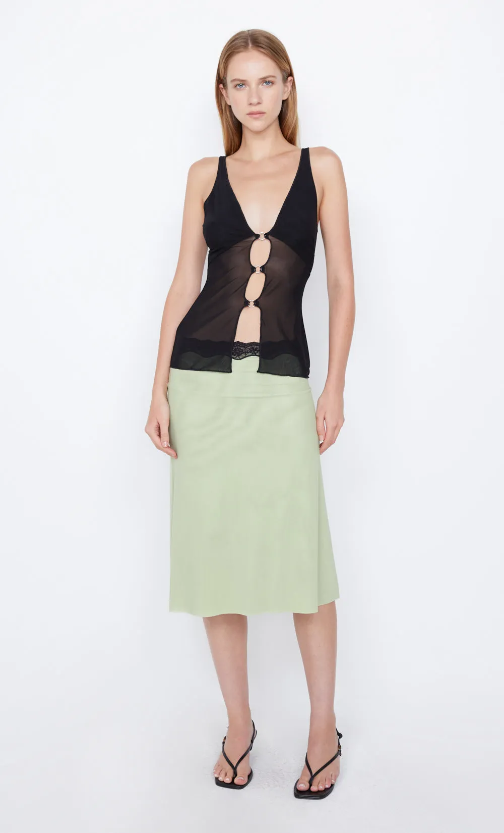 HACIE MIDI SKIRT - AVOCADO/BLACK