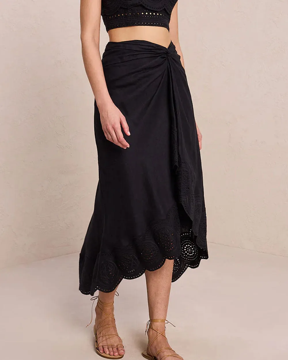 Heather Linen Eyelet Skirt
