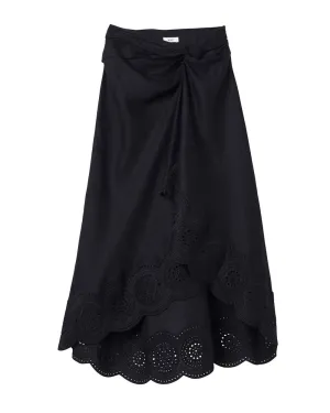 Heather Linen Eyelet Skirt
