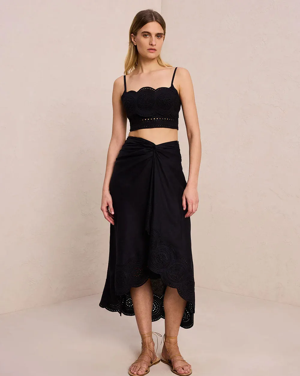 Heather Linen Eyelet Skirt
