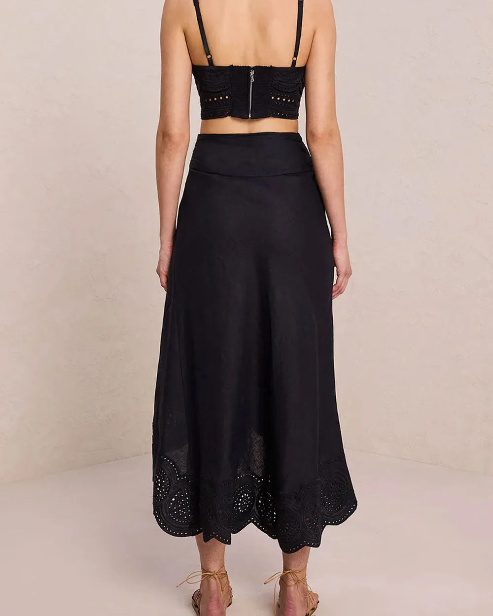 Heather Linen Eyelet Skirt