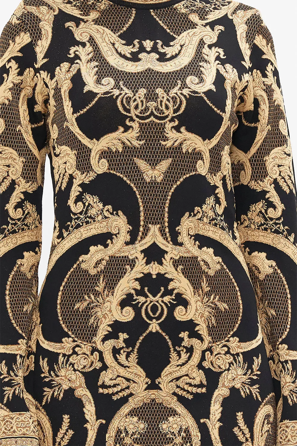 JACQUARD TURTLE NECK SHORT KNIT DRESS MAGIC IN THE MANUSCRIPTS