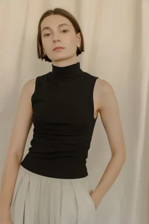 Jadyn Turtleneck Sleeveless Top - Black
