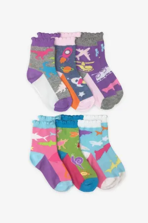 Jefferies Socks Girls Rock Crew Kids Socks 6-Pack