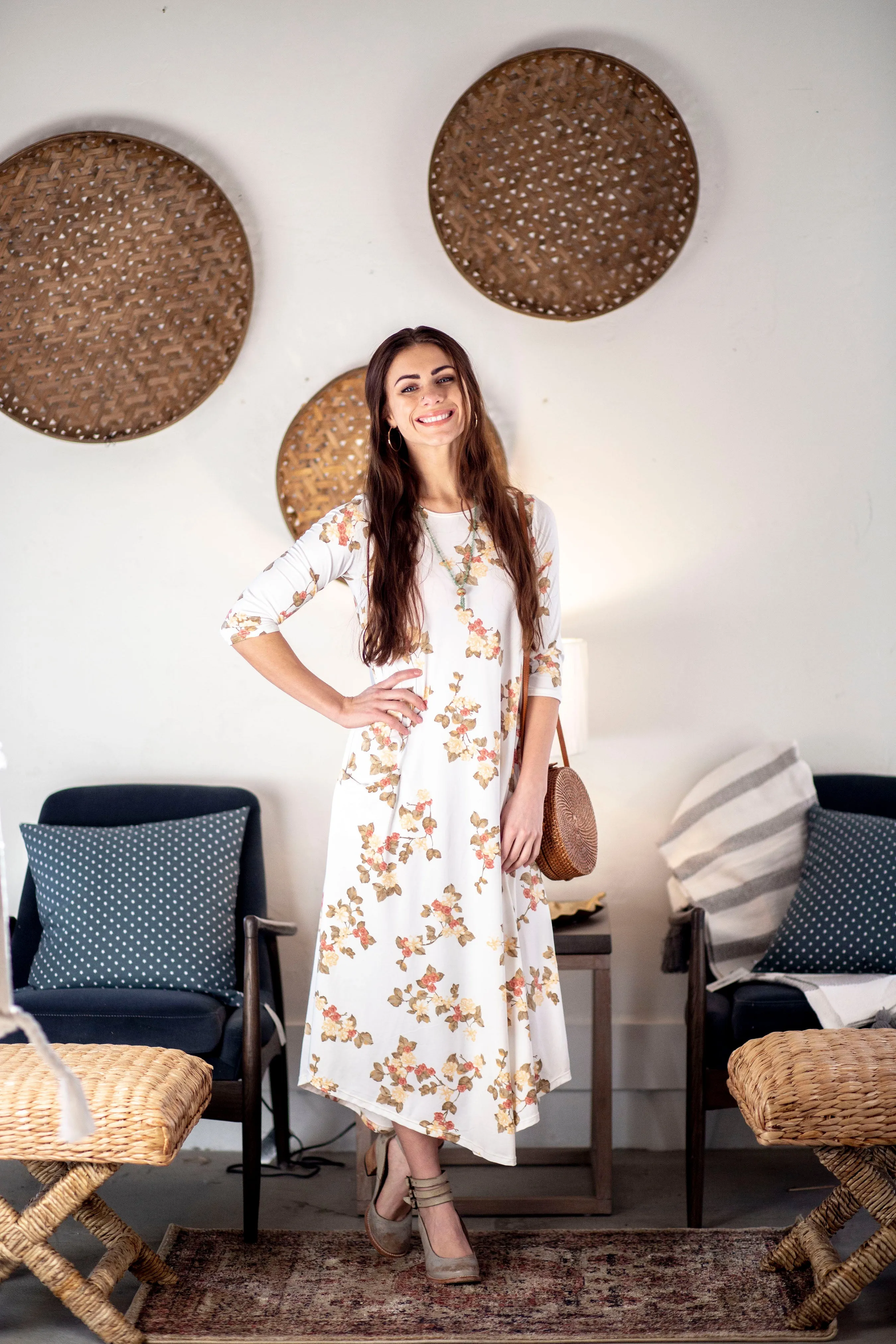 Jessi Dress White Prairie Floral