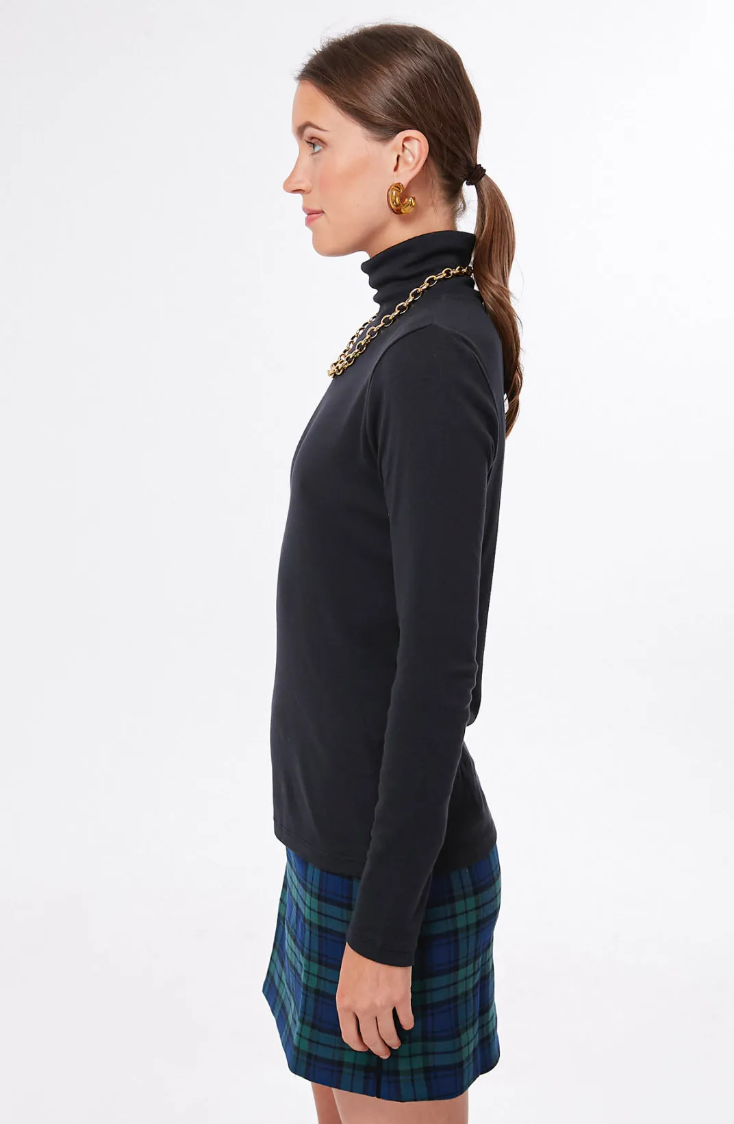 Jet Black Simple Turtleneck Shirt