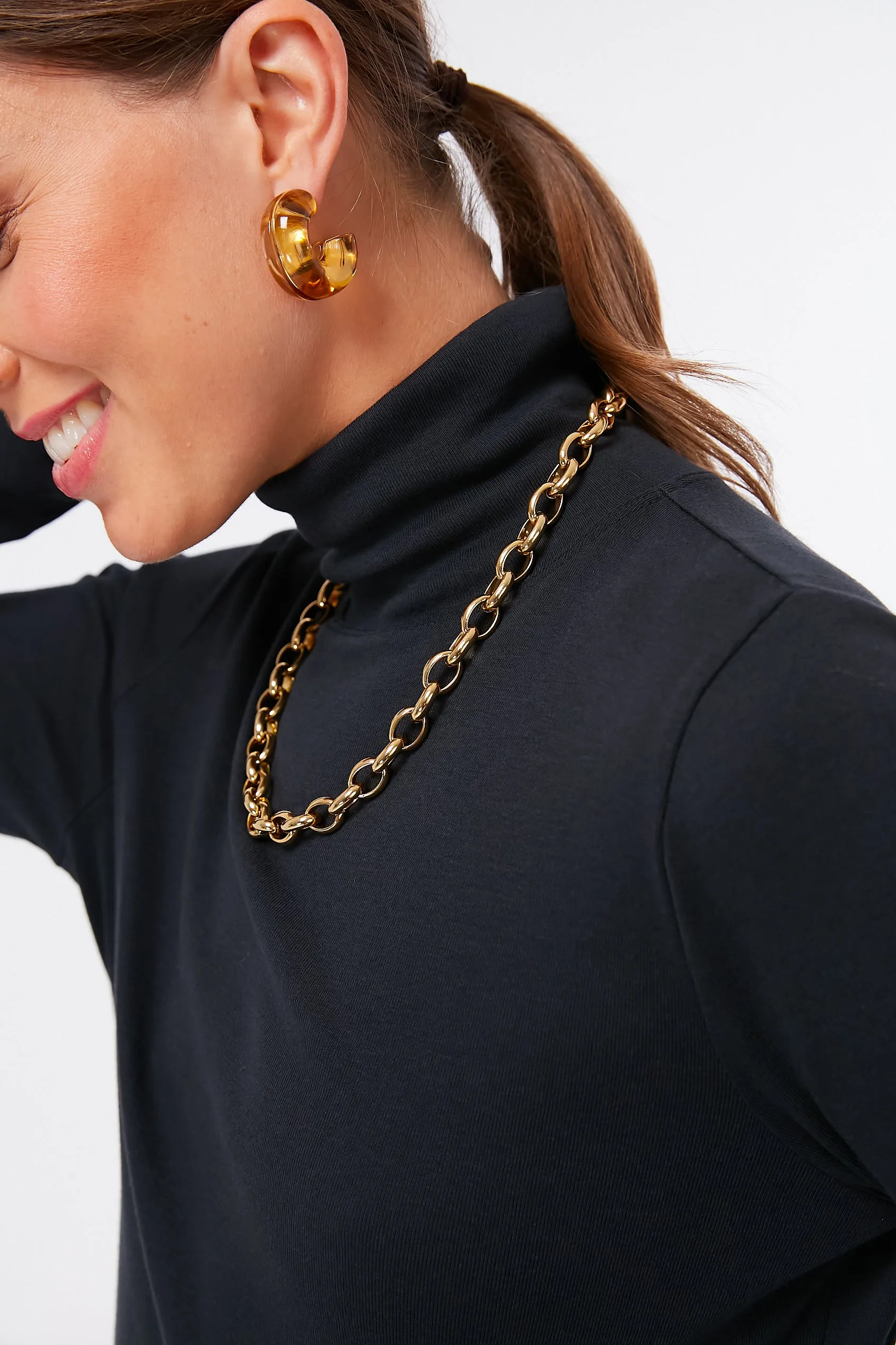 Jet Black Simple Turtleneck Shirt