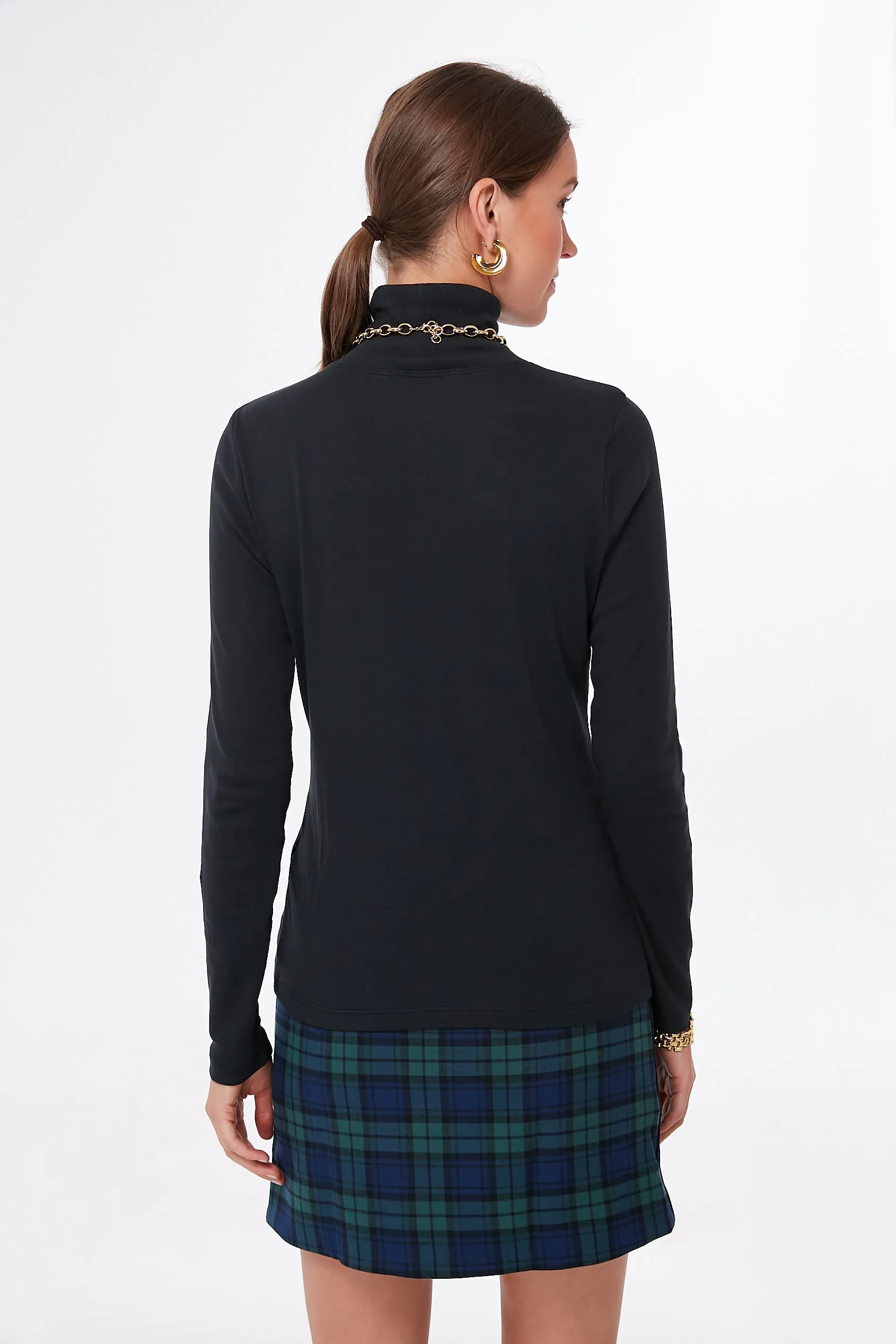 Jet Black Simple Turtleneck Shirt
