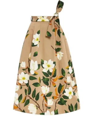Khaki Floral Magnolia Degrade Skirt