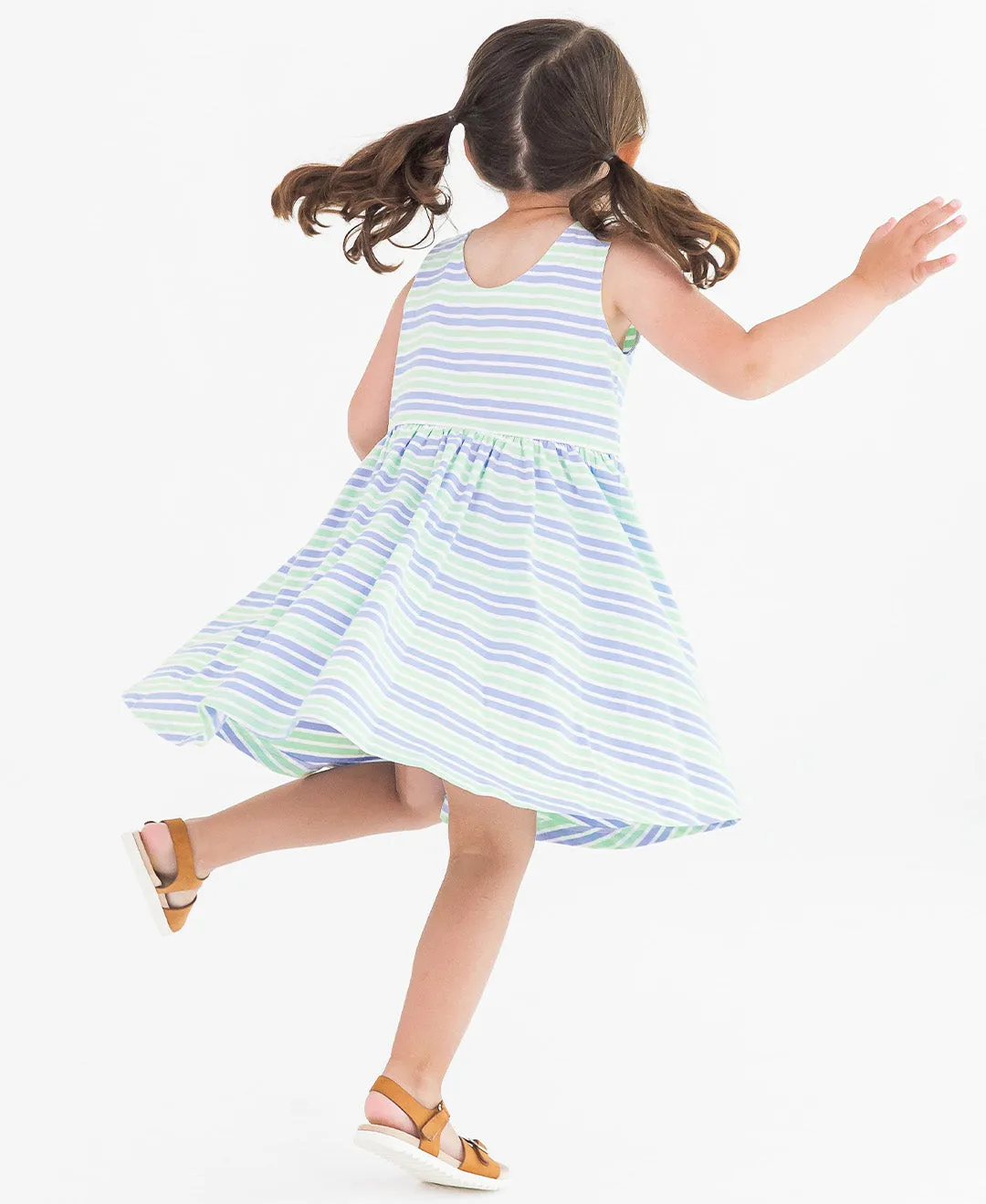 Knit Sleeveless Swing Dress- Surf Crew Stripe