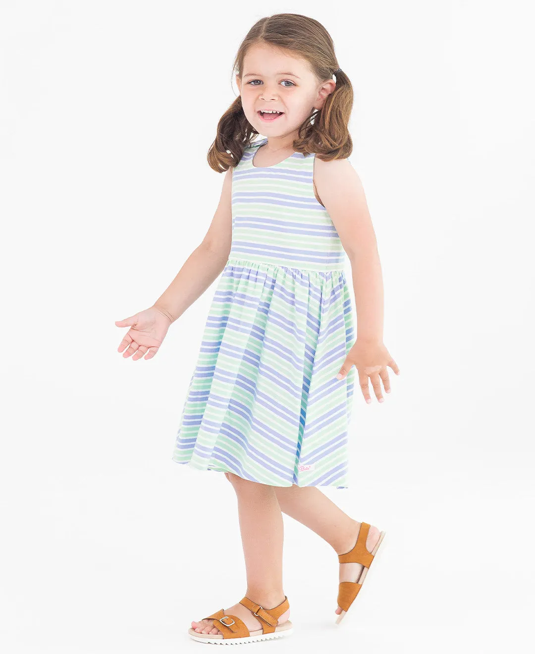 Knit Sleeveless Swing Dress- Surf Crew Stripe