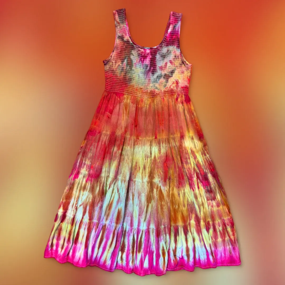 L - ice dyed midi dress with pockets