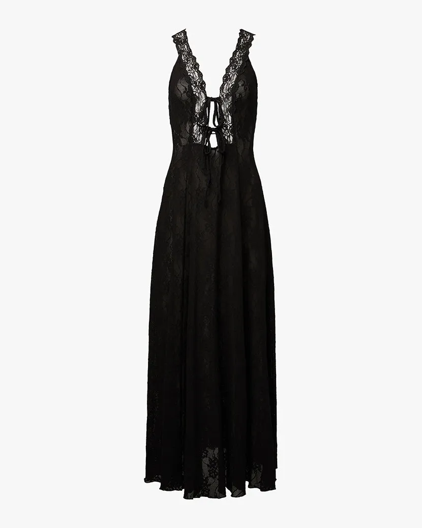 Lace Tie Front Midi Dress