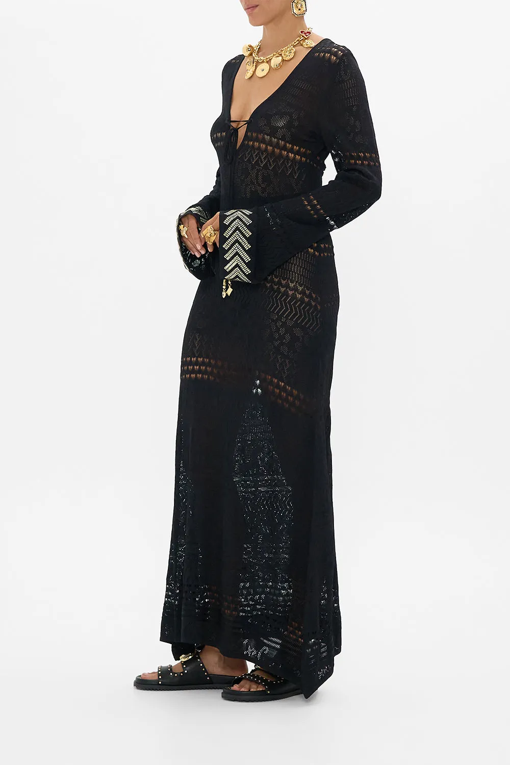 LACE UP KNIT DRESS CAT WORSHIP